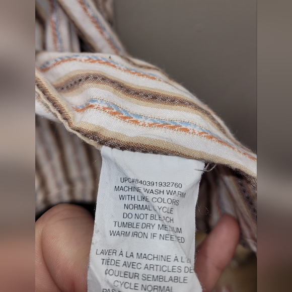 Mens XL button down casual dress shirt Levi's signature striped tan tones - Picture 7 of 7